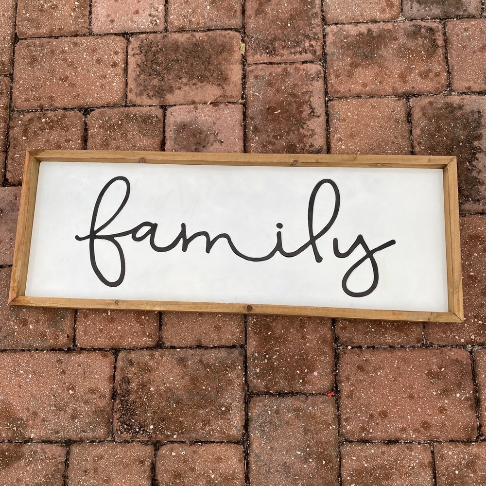 Ashland farmhouse decor “family” wall art rustic large sign white on wood